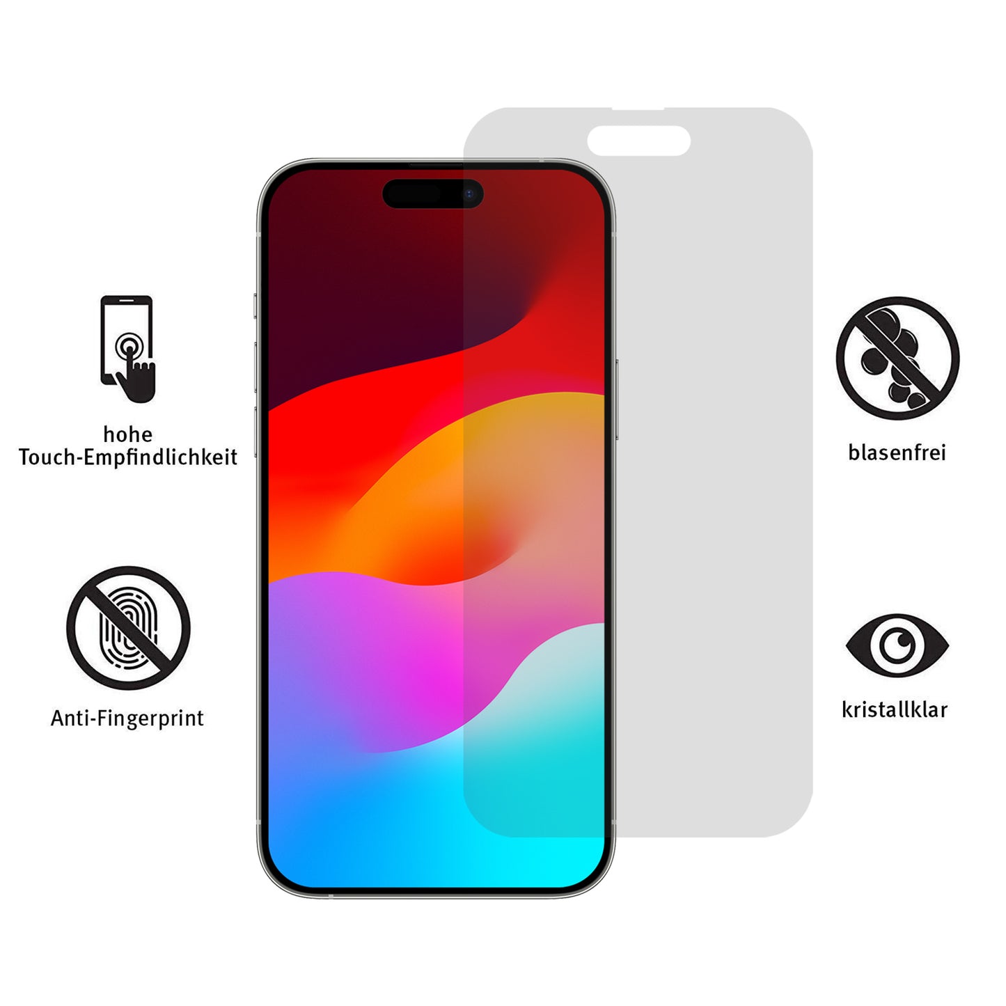 ArktisPRO 6 x Schutzfolie iPhone 15 Plus Displayschutzfolie Anti Reflex