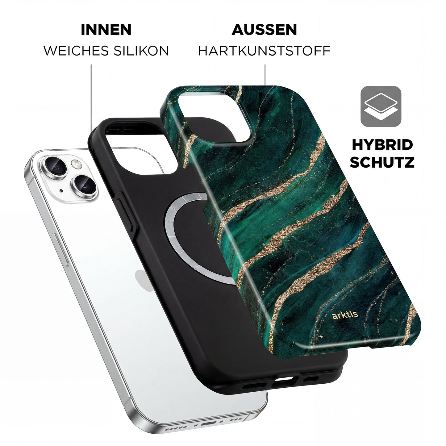 arktis iPhone 15 Hülle - Green Marble