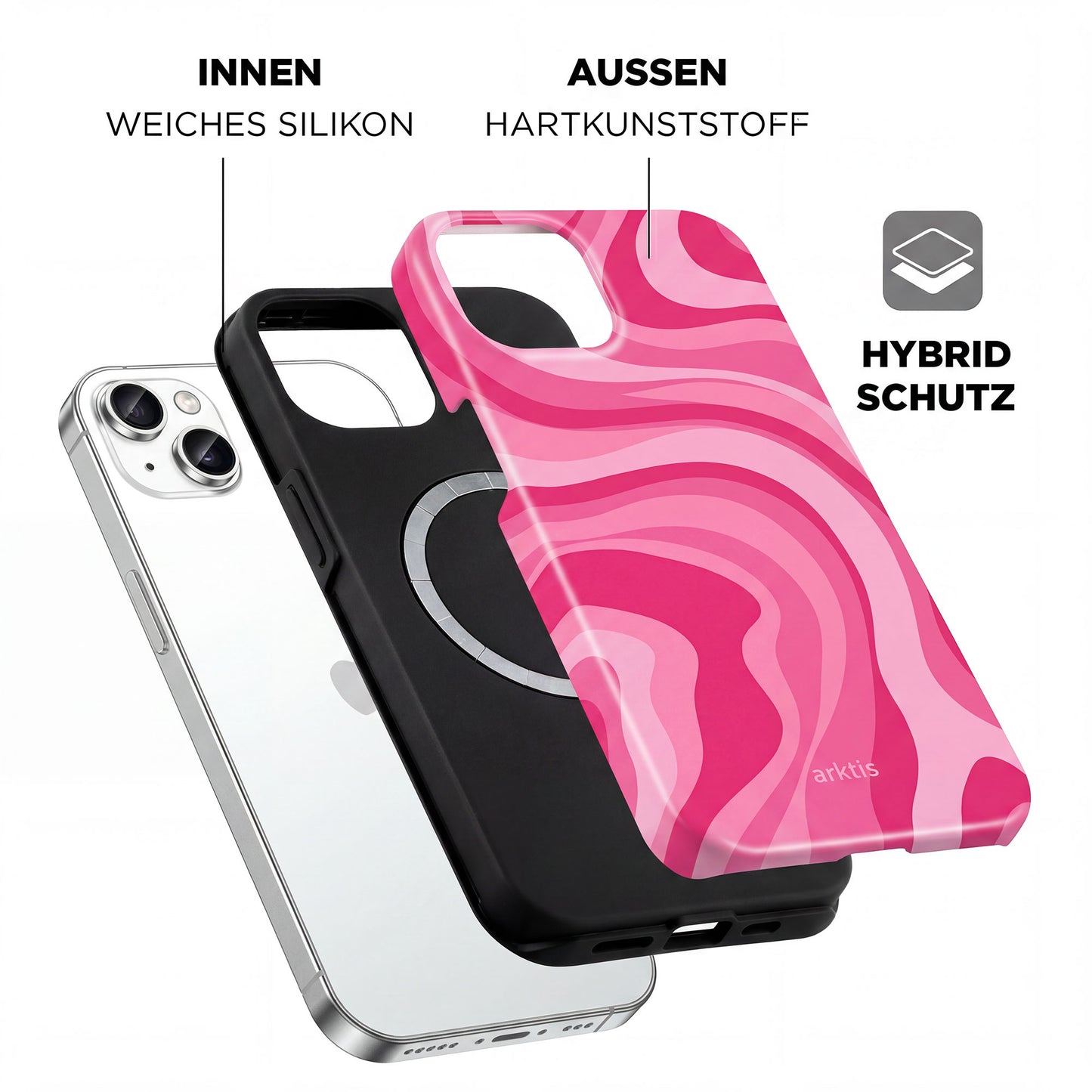 arktis iPhone 15 Hülle - Aura Pink