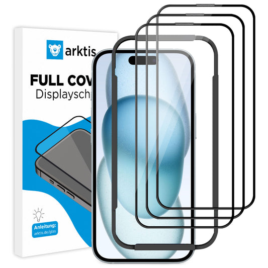 ArktisPRO iPhone 15 Plus FULL COVER Displayschutz GLAS - hüllenfreundlich - 2er Set