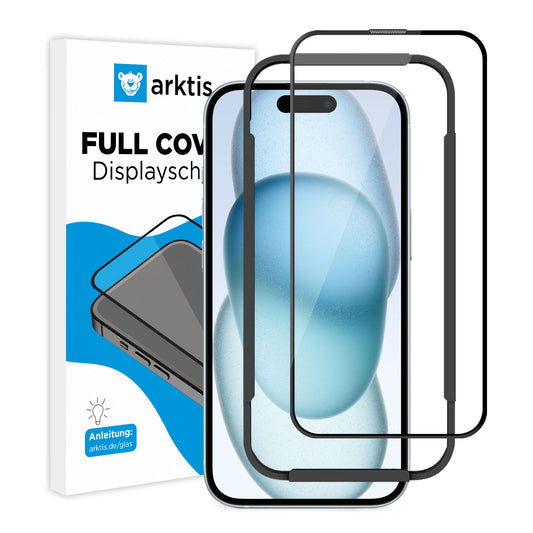 ArktisPRO iPhone 15 Plus FULL COVER Displayschutz GLAS - hüllenfreundlich