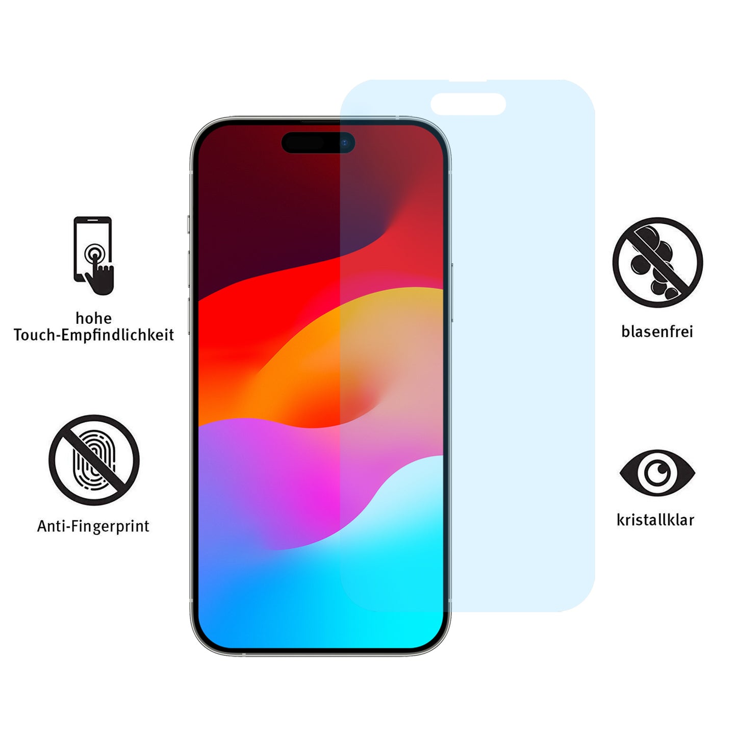 ArktisPRO 6 x kristallklare iPhone 15 Pro Max PREMIUM Display Schutzfolie