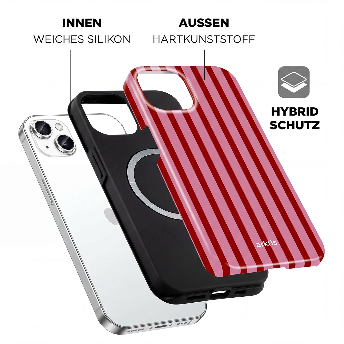 arktis iPhone 15 Hülle - Stripes