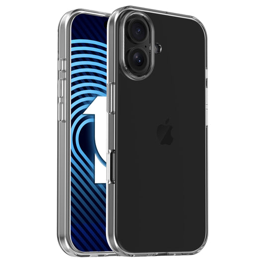 Zwei Smartphones mit arktis iPhone 17 Invisible Case - das eine zeigt die elegante Rückseite, das andere den blau gemusterten Bildschirm. Diese arktis Hülle schützt Ihr Gerät und lässt sein Design durchscheinen.