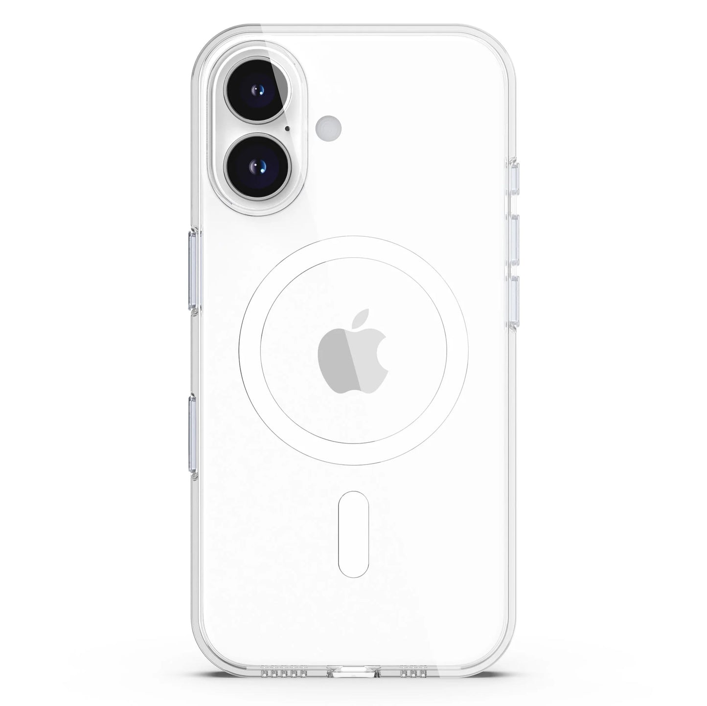 Arktis iPhone 17 Clear Case mit MagSafe: Transparente Schutzhülle zeigt Apple Logo und Dual-Kamera auf weißem Hintergrund - perfekter Schutz von arktis.