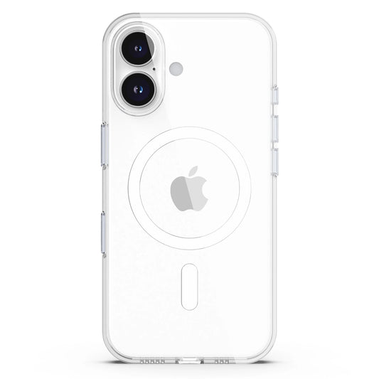 Arktis iPhone 17 Clear Case mit MagSafe: Transparente Schutzhülle zeigt Apple Logo und Dual-Kamera auf weißem Hintergrund - perfekter Schutz von arktis.