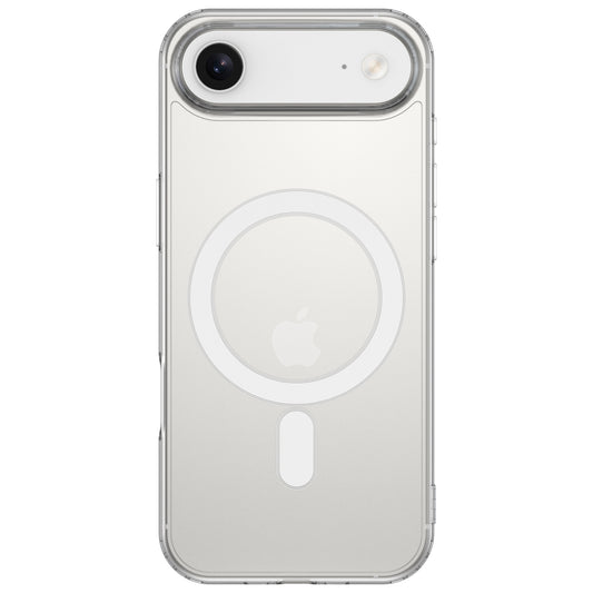 Die arktis iPhone 17 Air PureCase mit MagSafe ist eine transparente, stoßfeste Hülle mit sichtbarem Ring, der das Apple-Logo und die Rückkamera oben links zeigt.