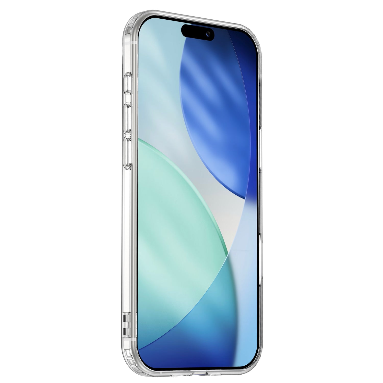 Das arktis iPhone Air PureCase mit MagSafe ist eine moderne, stoßfeste transparente Handyhülle von arktis, abgebildet auf dem neuen iPhone 17 mit einem blau-grünen abstrakten Wallpaper-perfekt kompatibel mit MagSafe.