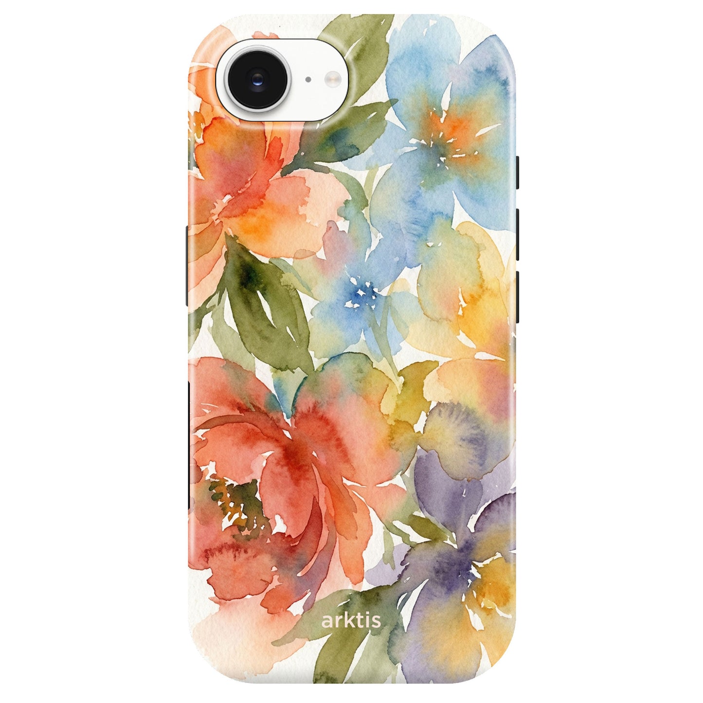 Die arktis iPhone 17e Hülle - Floral von arktis vereint MagSafe-Kompatibilität, stoßabsorbierendes TPU-Silikon und ein Aquarell-Blumendesign in Rot, Blau, Gelb und Grün für optimalen Schutz.