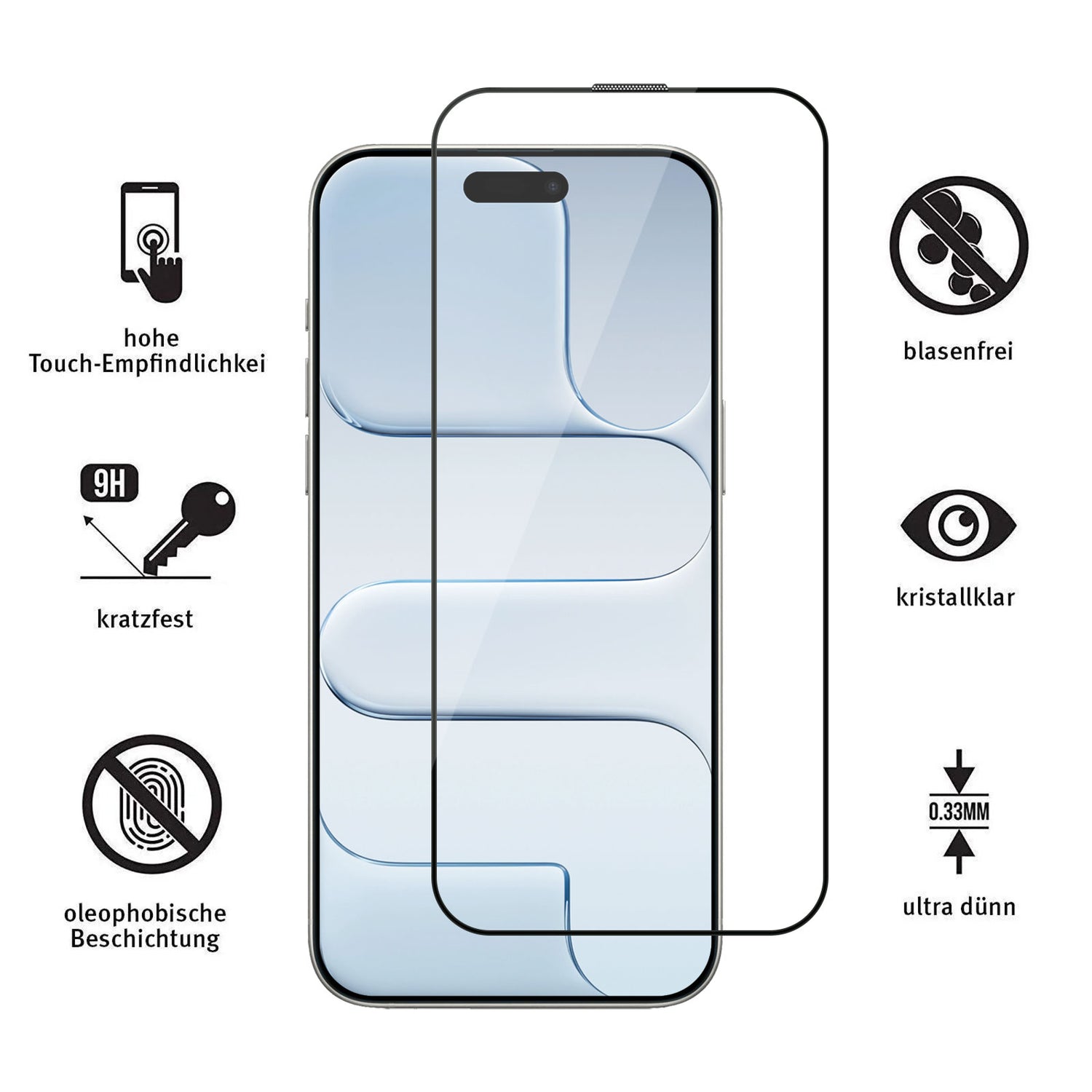 Die arktis iPhone 17 Displayschutzfolie bietet eine staubfreie, blasenfreie Anwendung mit Kratzfestigkeit, hoher Berührungsempfindlichkeit und einer Anti-Fingerprint-Beschichtung. Marke: arktis.