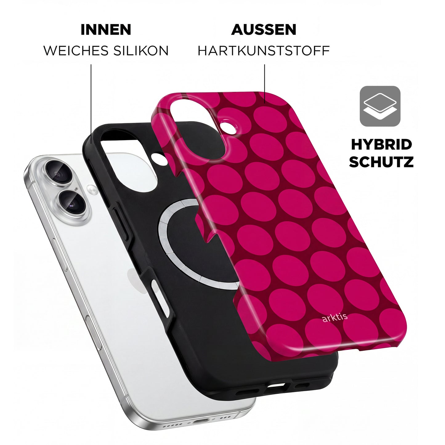 arktis iPhone 16 Hülle - Polka Dots