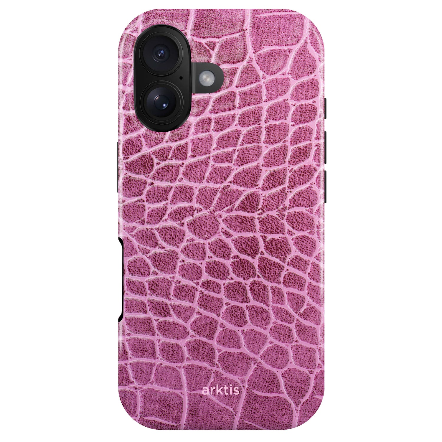 Die arktis iPhone 17 Hülle - Pink Lizard kombiniert stoßabsorbierendes TPU-Silikon mit einer Krokodilleder-Optik und ist MagSafe-kompatibel für einfaches, sicheres Laden.