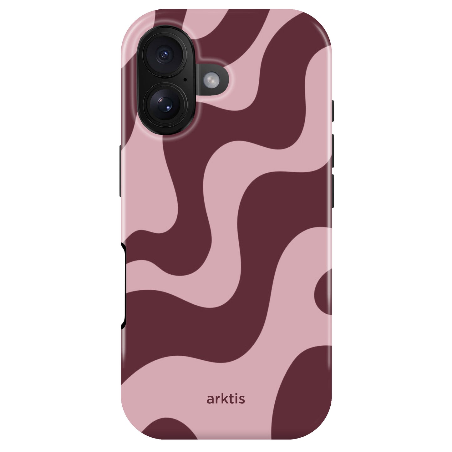 Arktis iPhone 17 Hülle – Very Berry mit einem dunkelroten und hellrosa Wellenmuster.