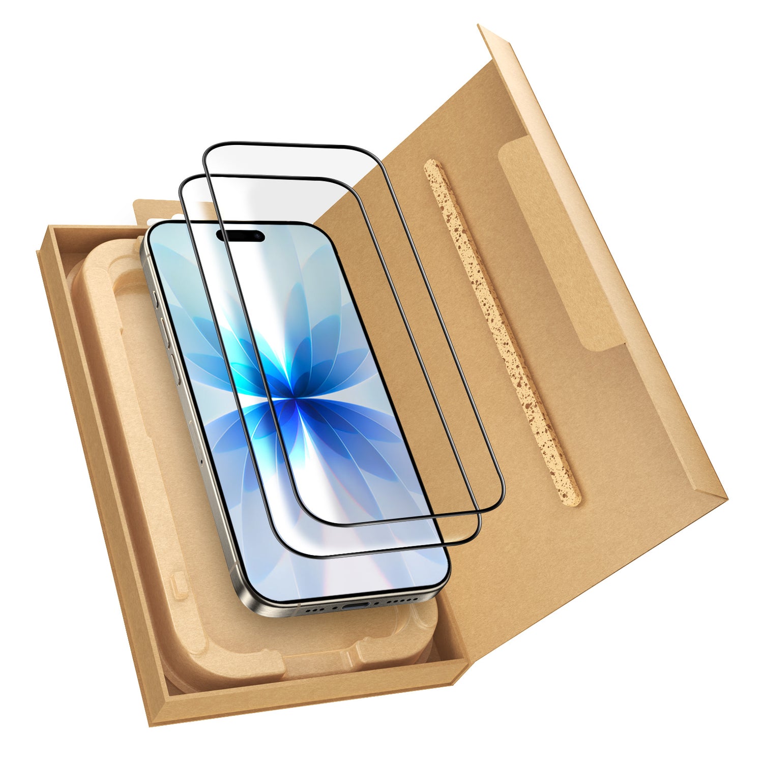 Ein arktis 2er Set iPhone 17 REVOLUTION Glas-Displayschutz, umweltfreundlich verpackt, mit zwei Displayschutzfolien inklusive.