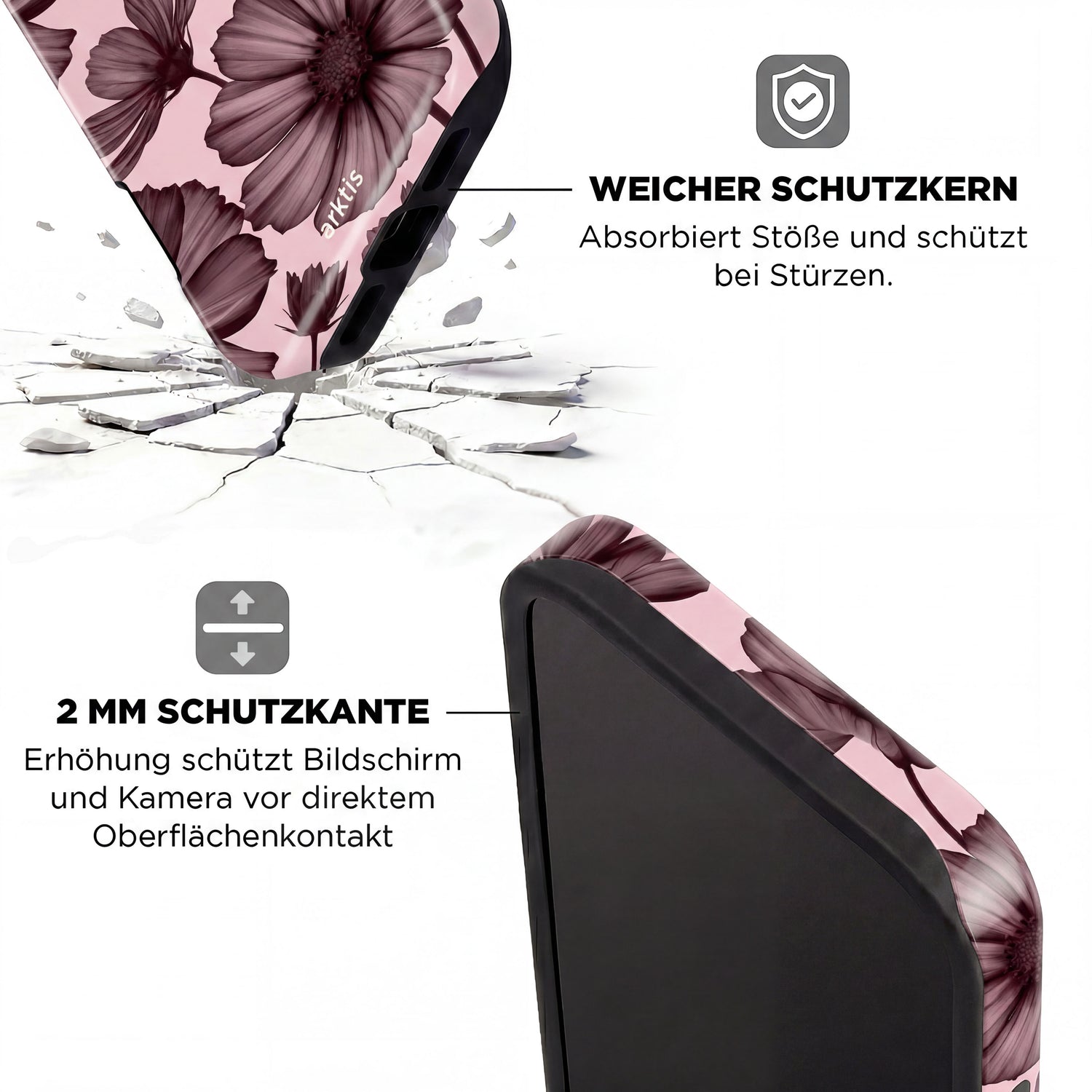 Arktis iPhone 17 Pro Hülle - Bloom Case: Stylische, stoßabsorbierende TPU-Silikon-Hülle mit floralem Design, erhöhtem Kantenschutz und MagSafe-Kompatibilität. Hochwertiger Schutz von arktis - alles auf Deutsch erklärt.