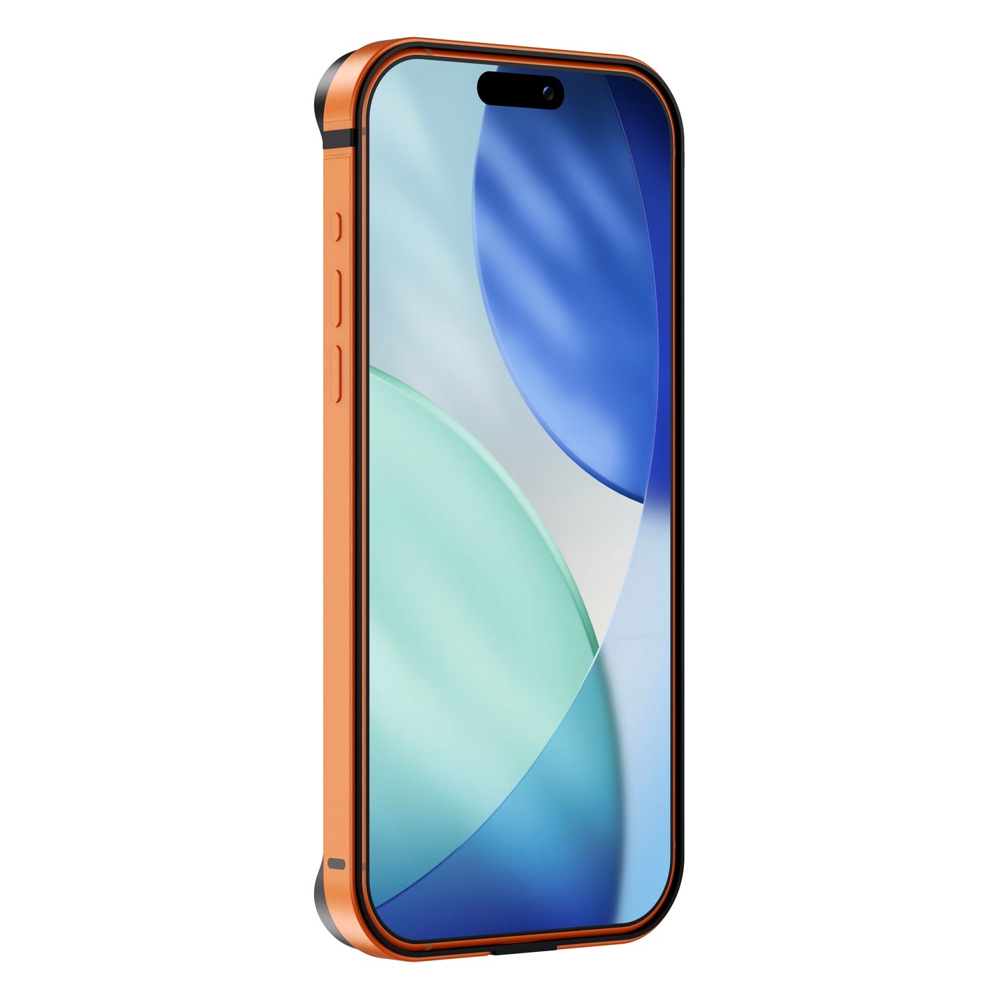 Der arktis iPhone 17 Pro Max Bumper von arktis schützt Ihr Smartphone - mit seinem orangefarbenen Metallrahmen und den abstrakten Formen auf dem Display - und bietet ultraleichten Kantenschutz und zuverlässige Abdeckung des Displays.