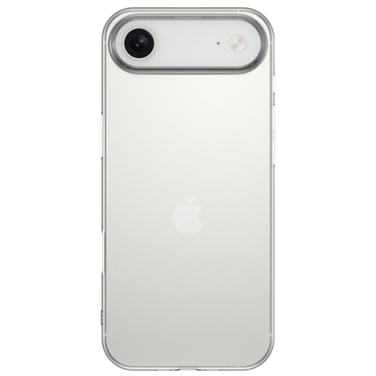 Ein silbernes iPhone mit einer arktis iPhone Air ZERO Hülle, die das Apple Logo und eine einzelne Rückfahrkamera in der oberen linken Ecke zeigt.