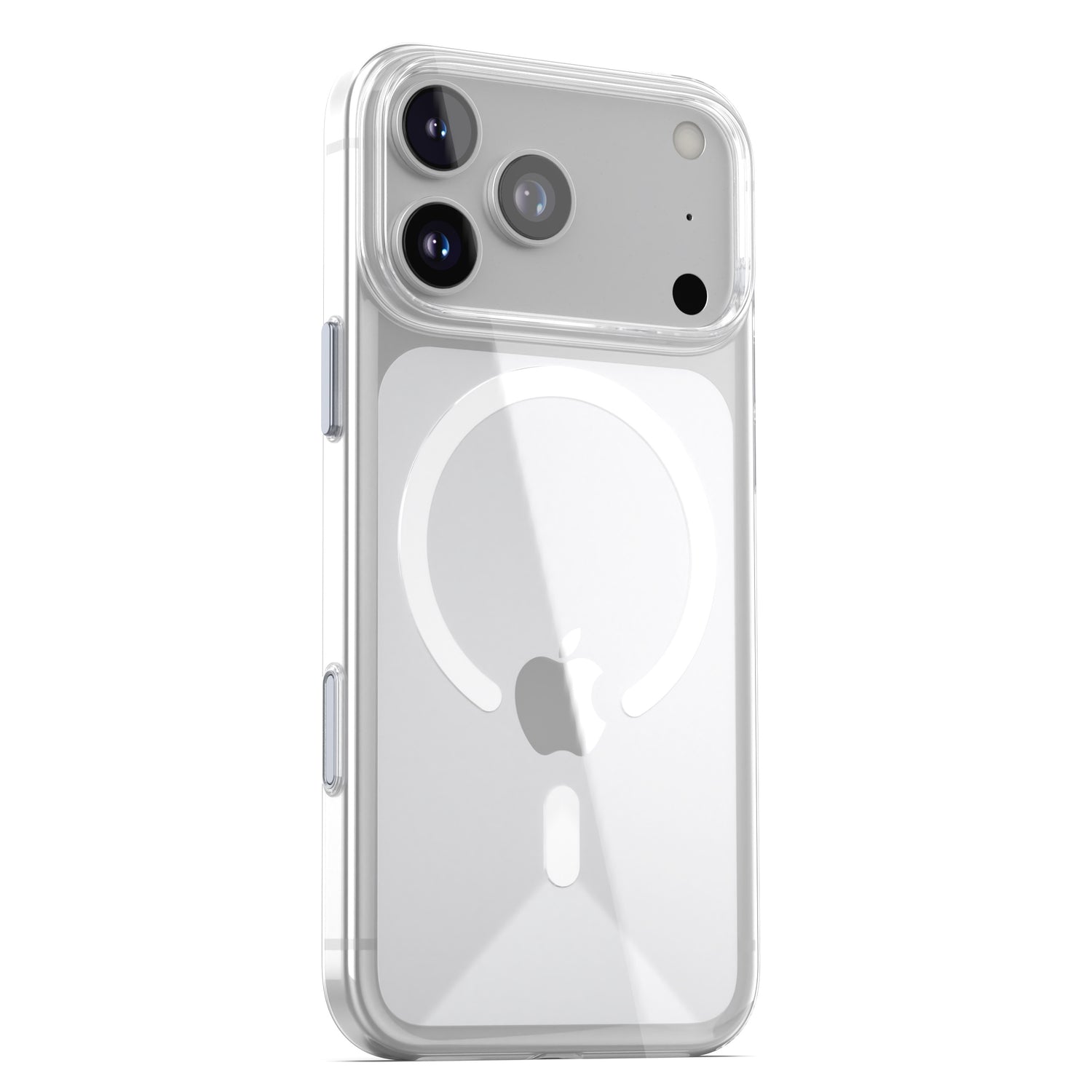Das arktis iPhone 17 Pro Max Clear Case mit MagSafe von arktis bringt die Dual-Kameras und den MagSafe-Ring Ihres weißen iPhones zur Geltung und bietet gleichzeitig erstklassigen Schutz.
