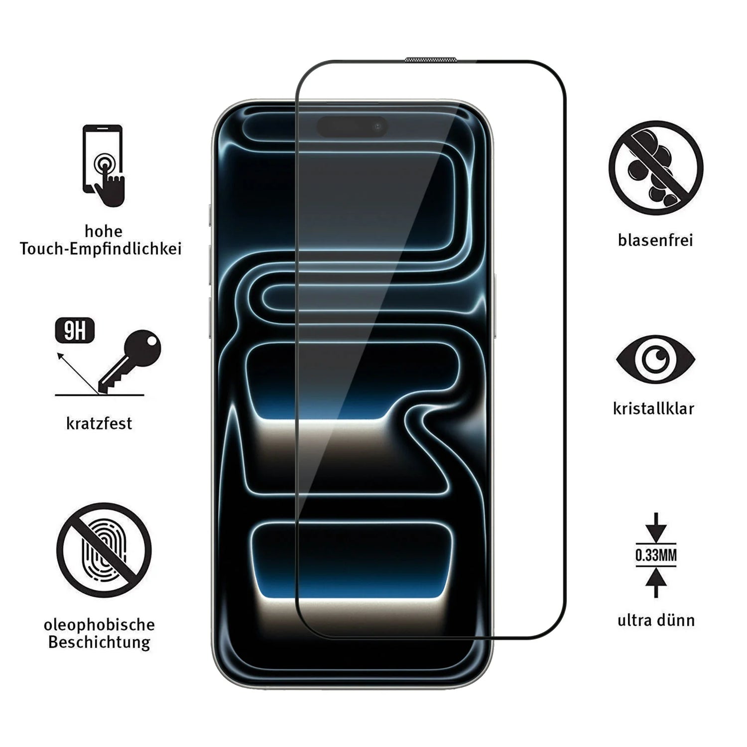 Das arktis iPhone 17 Pro Sparpaket enthält eine Displayschutzfolie aus gehärtetem Glas mit Eigenschaften wie Kratzfestigkeit und Klarheit, ideal für einen umfassenden Schutz - perfekt in Kombination mit der Invisible Air Hülle.