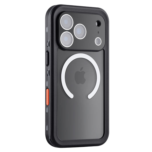 Das arktis iPhone 17 Pro Max Wasserdichtes Actioncase - stoßfest, IP68-zertifiziert, mit MagSafe-Ring und Apple-Logo, speziell für das Triple-Kamera-Setup - von arktis in Schwarz.
