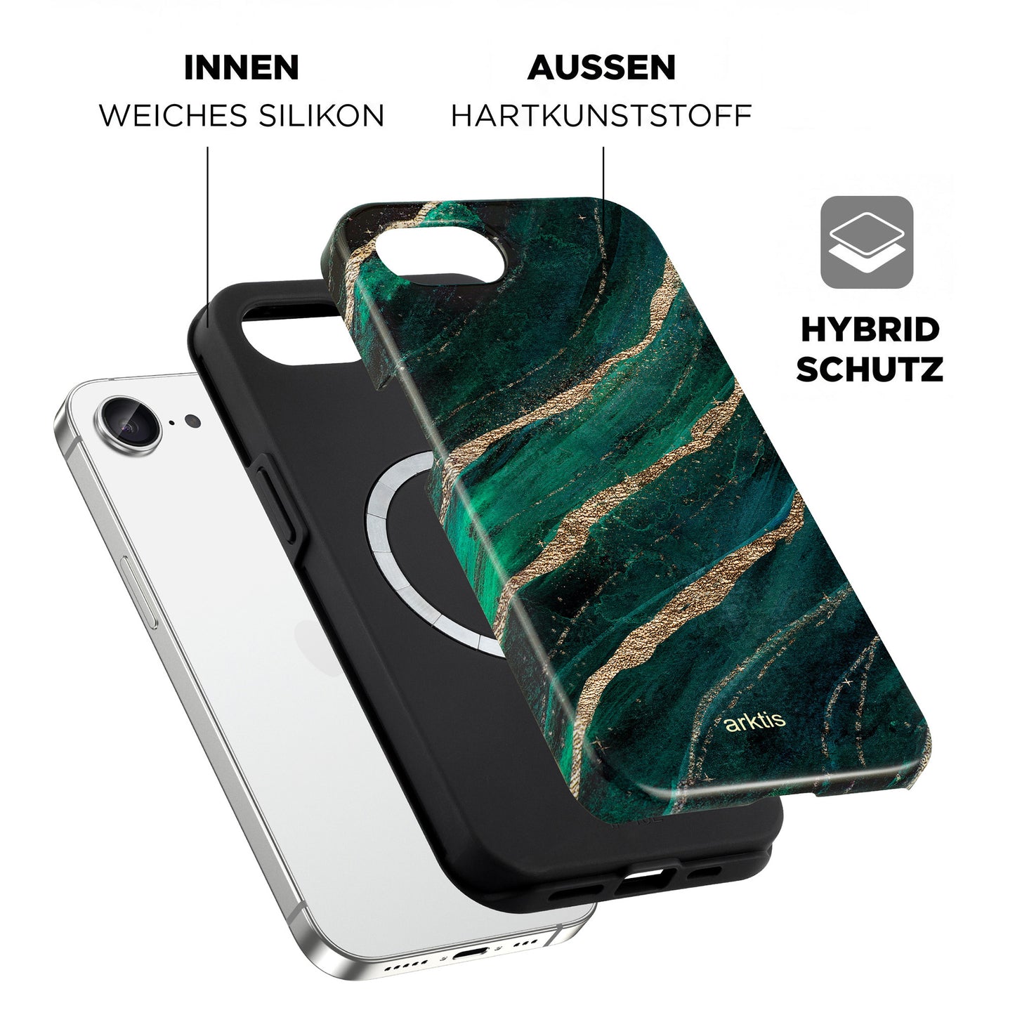 arktis iPhone 17e Hülle - Green Marble
