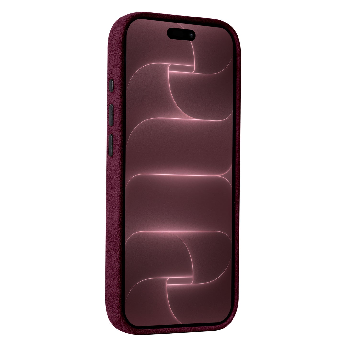 arktis iPhone Alcantara Hülle in Burgunder, Vorderansicht
