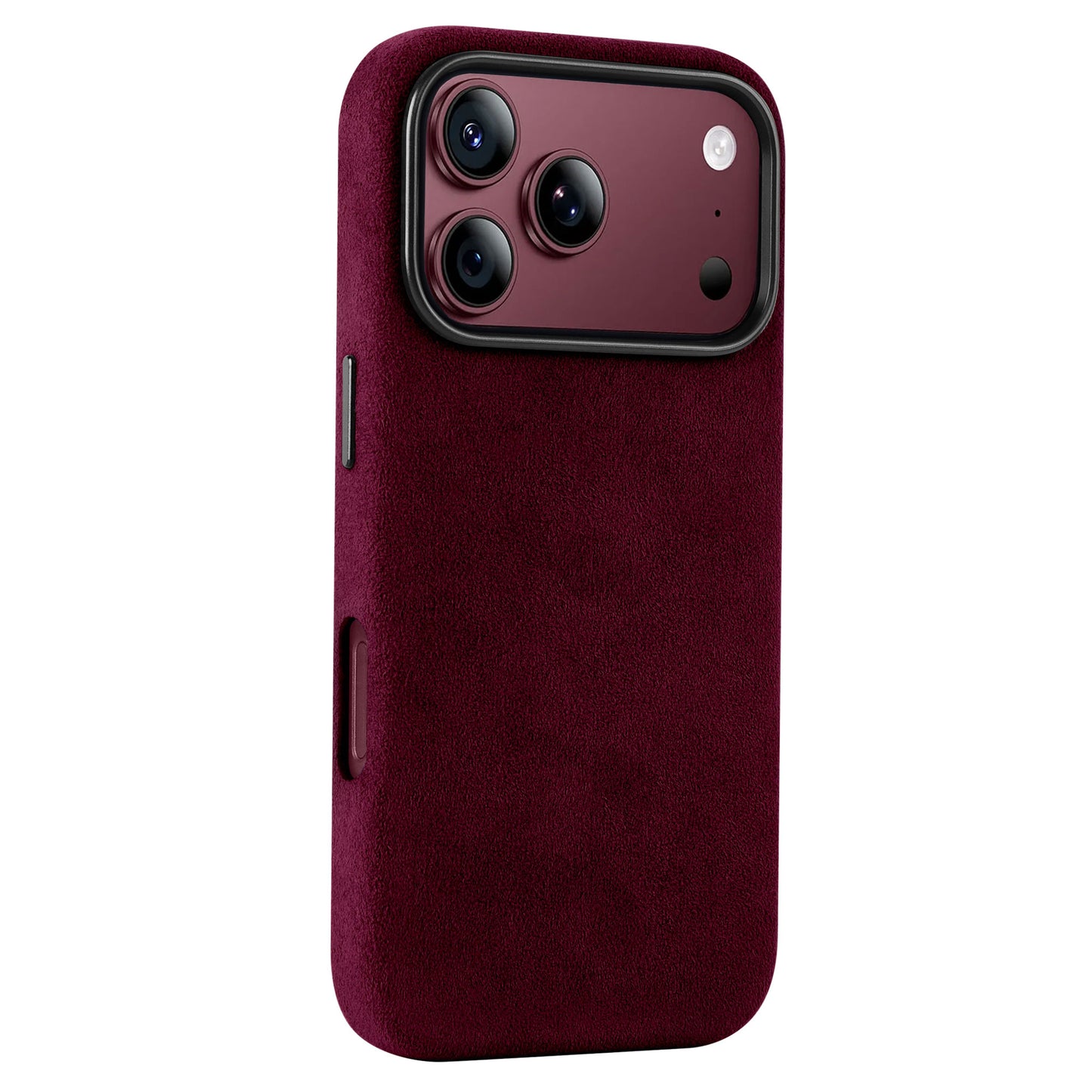 arktis iPhone Alcantara Hülle in Burgunder, Rückansicht