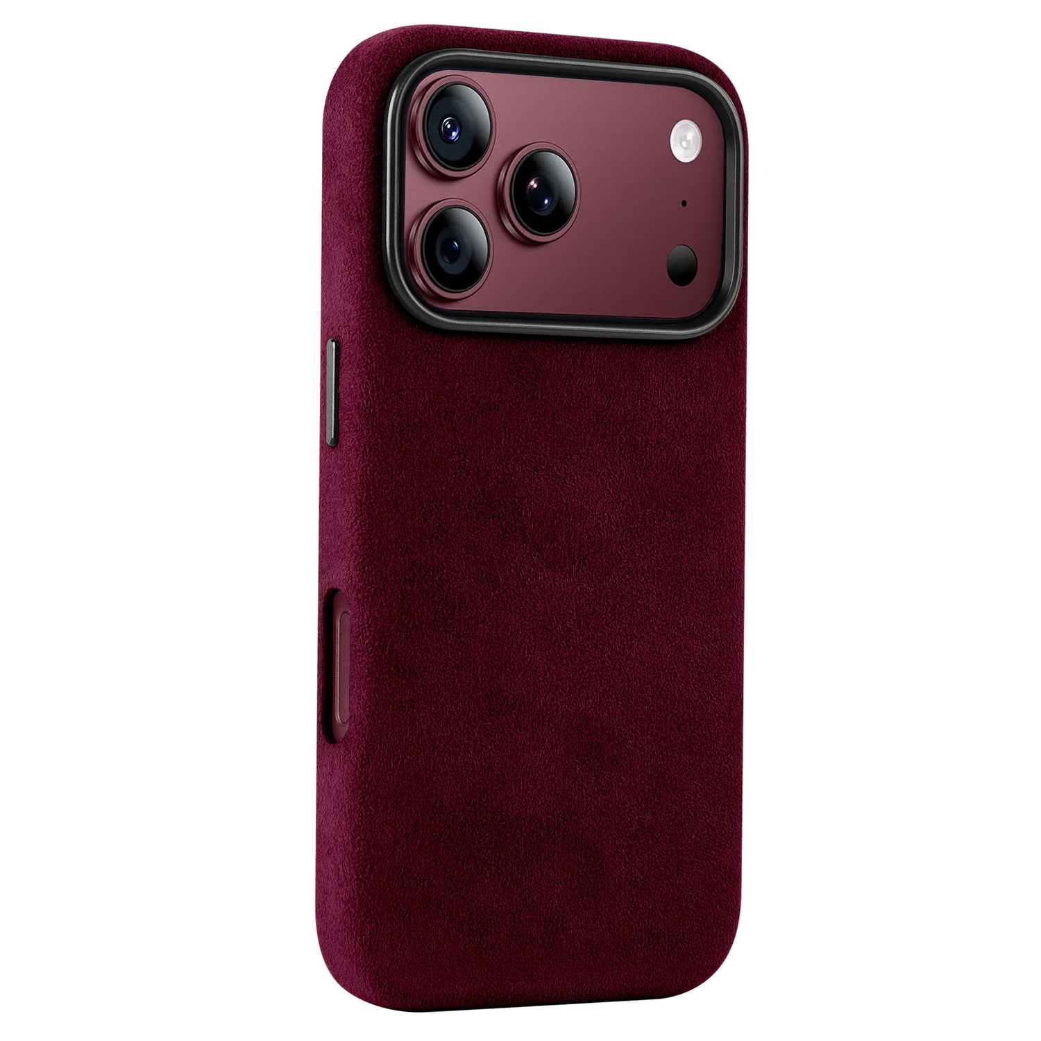 arktis iPhone Alcantara Hülle in Burgunder, Rückansicht