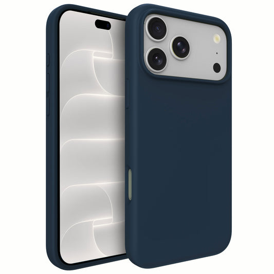 arktis iPhone Silikon Case mit MagSafe in Mitternacht (Dunkelblau), Vorder- und Rückansicht