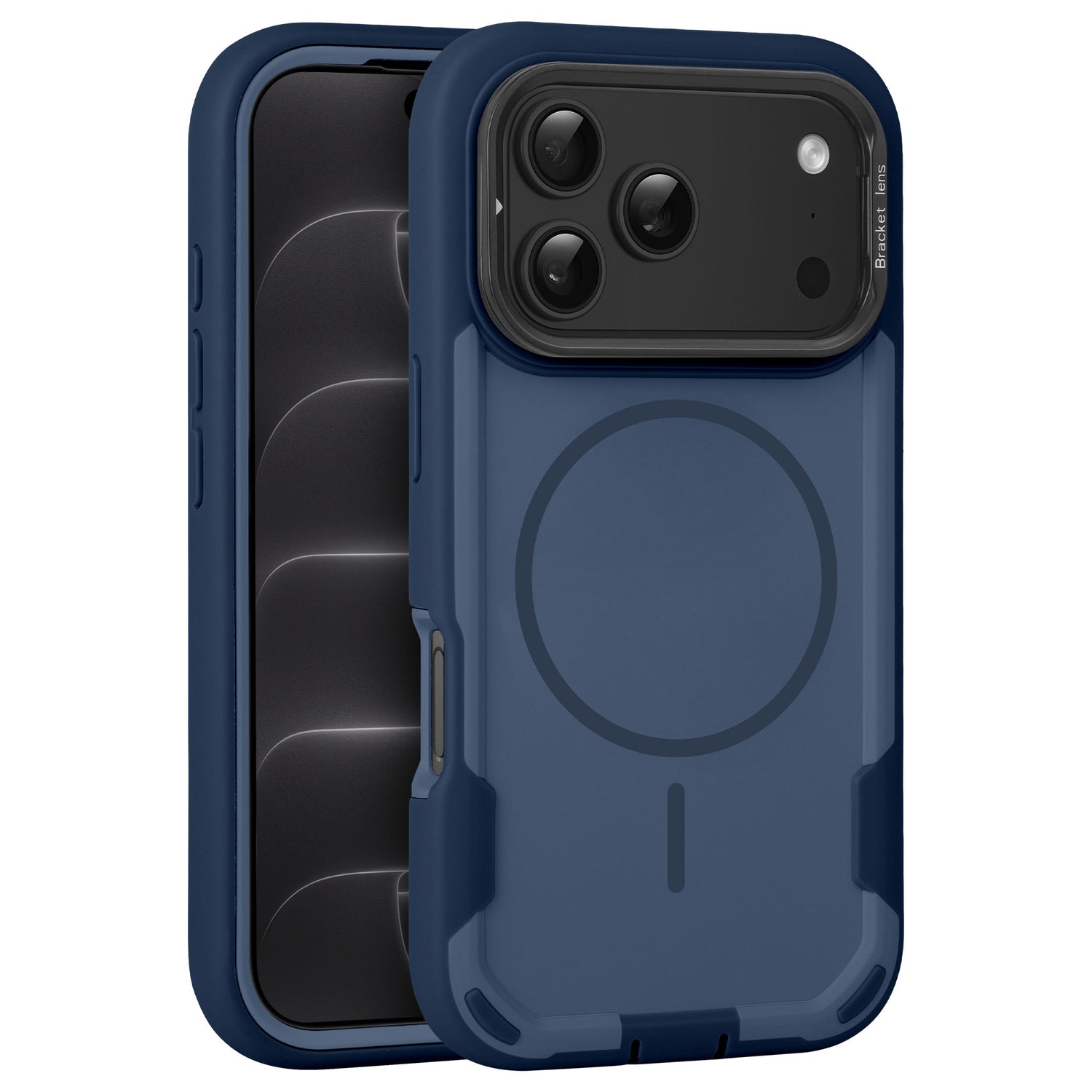 arktis iPhone Sentinel Case in Blau mit MagSafe-Ring, Rückansicht