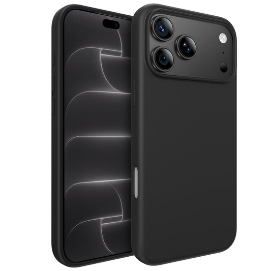 arktis iPhone Silikon Case mit MagSafe in Schwarz, Vorder- und Rückansicht