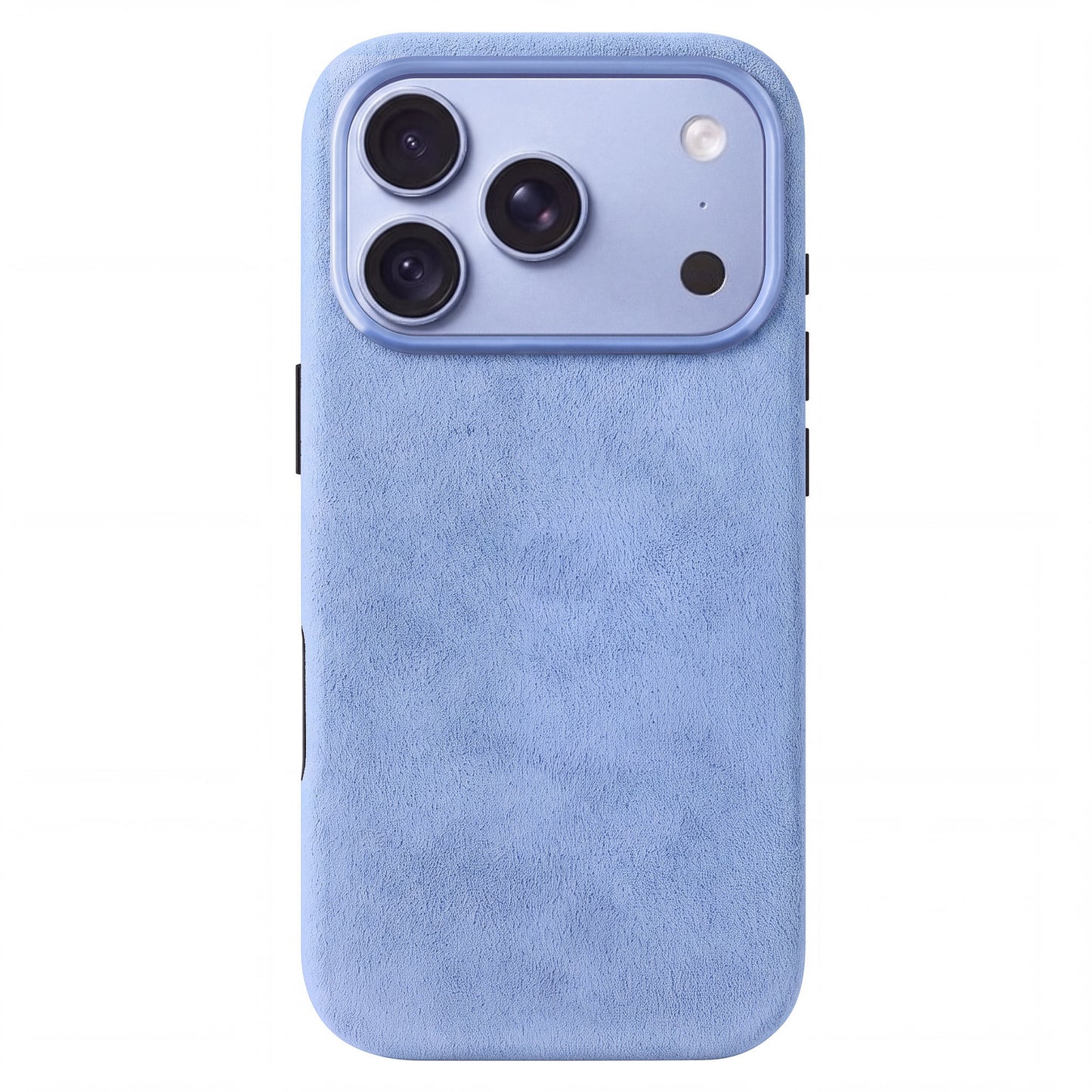 arktis iPhone Alcantara Hülle in Hellblau, Rückseite mit Kameraaussparung