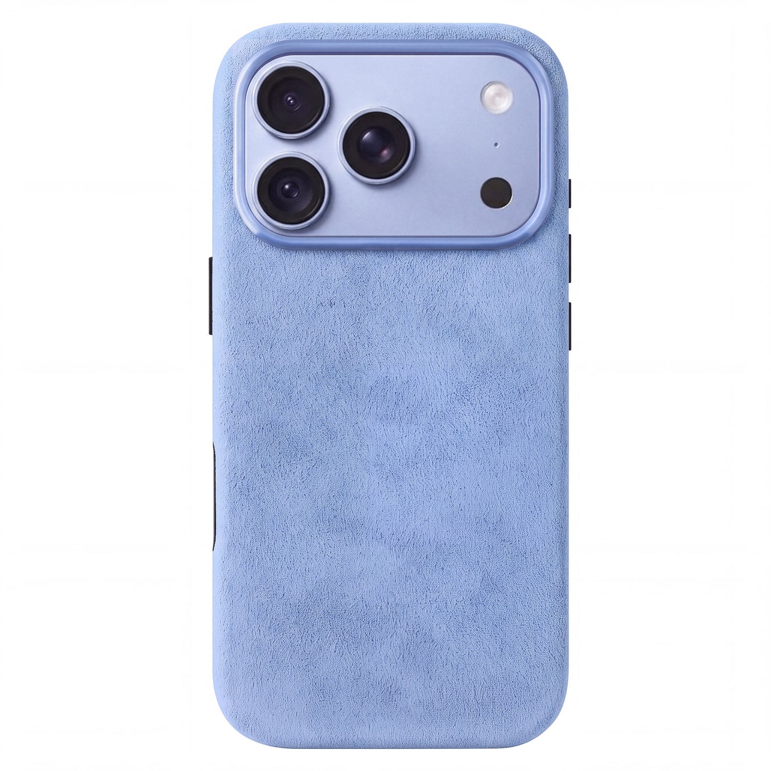 arktis iPhone Alcantara Hülle in Hellblau, Rückseite mit Kameraaussparung
