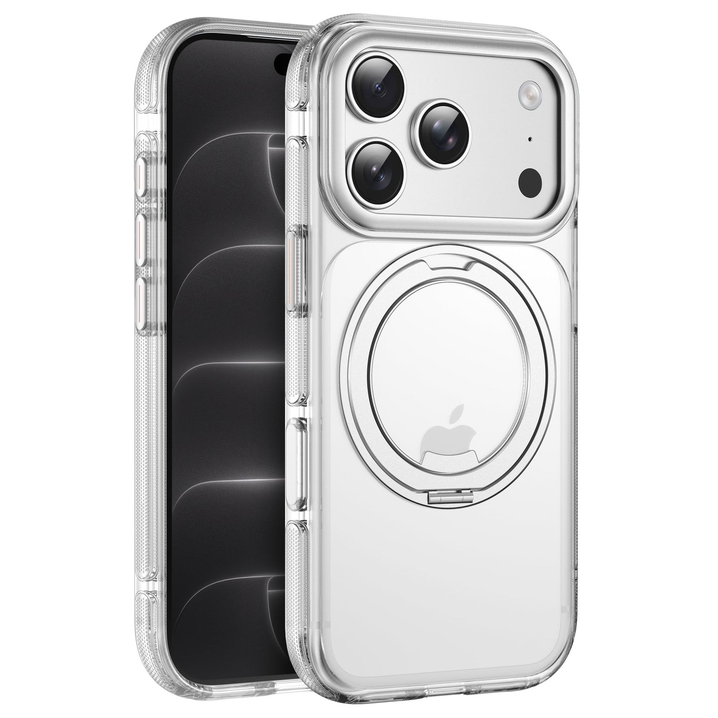 arktis iPhone GripCase transparent mit 360°-Ring, Vorder- und Rückansicht