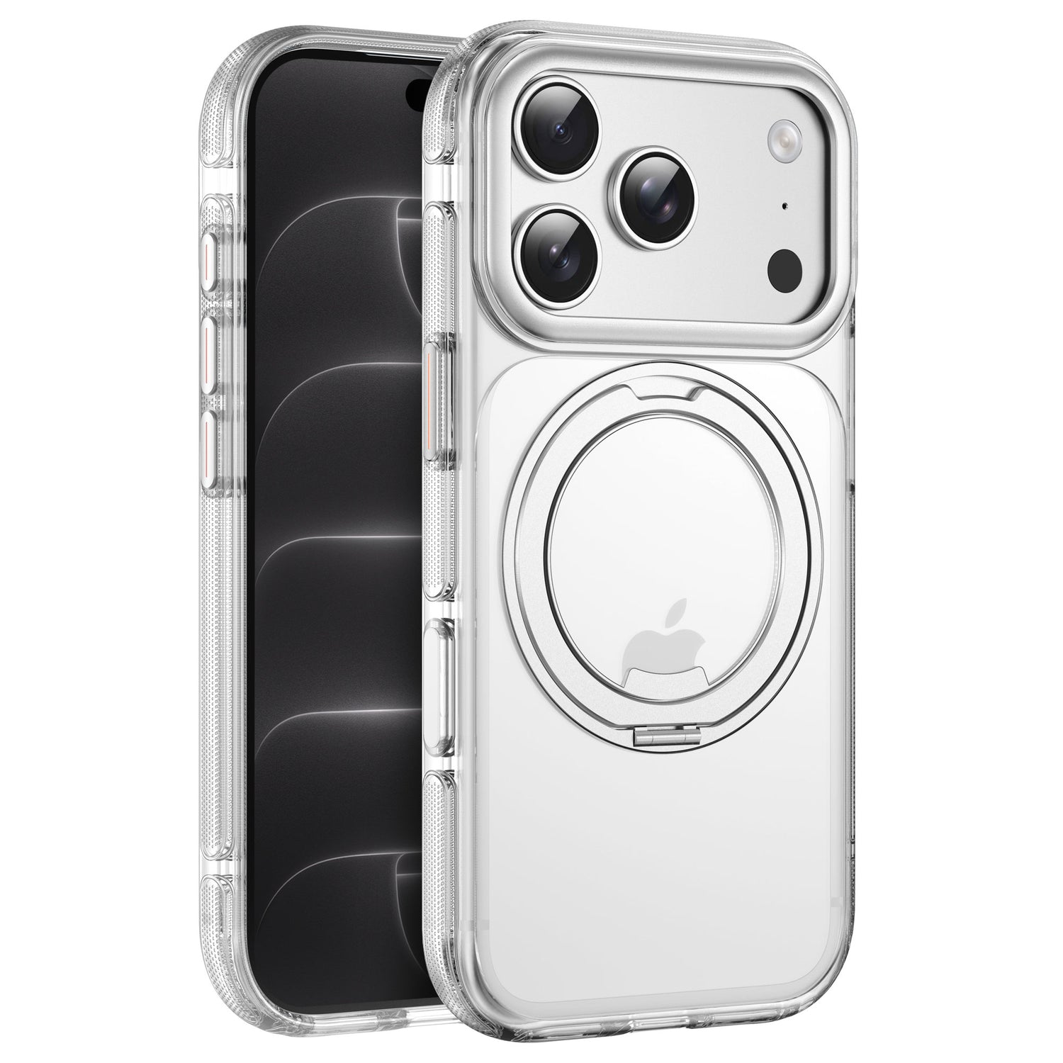 arktis iPhone GripCase transparent mit 360°-Ring, Vorder- und Rückansicht