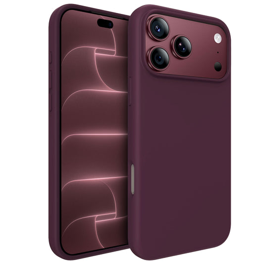 arktis iPhone Silikon Case mit MagSafe in Burgunder, Vorder- und Rückansicht