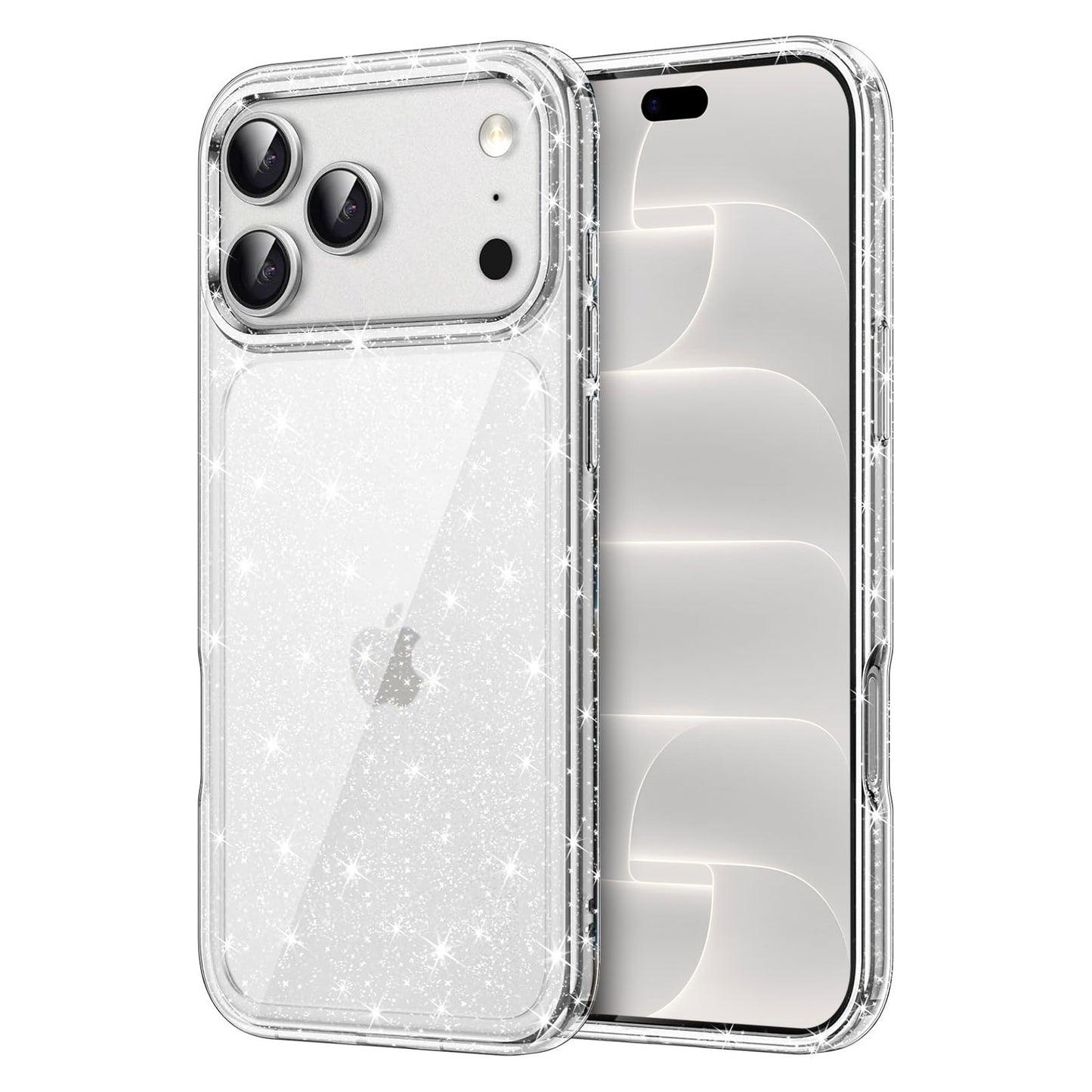 arktis iPhone Glitter Case transparent, Vorder- und Rückansicht