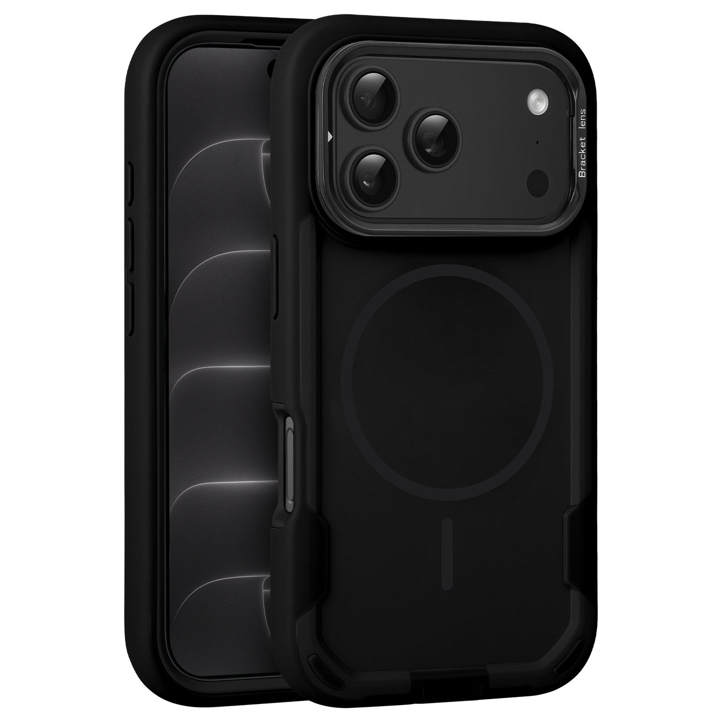 arktis iPhone Sentinel Case in Schwarz, Vorder- und Rückansicht