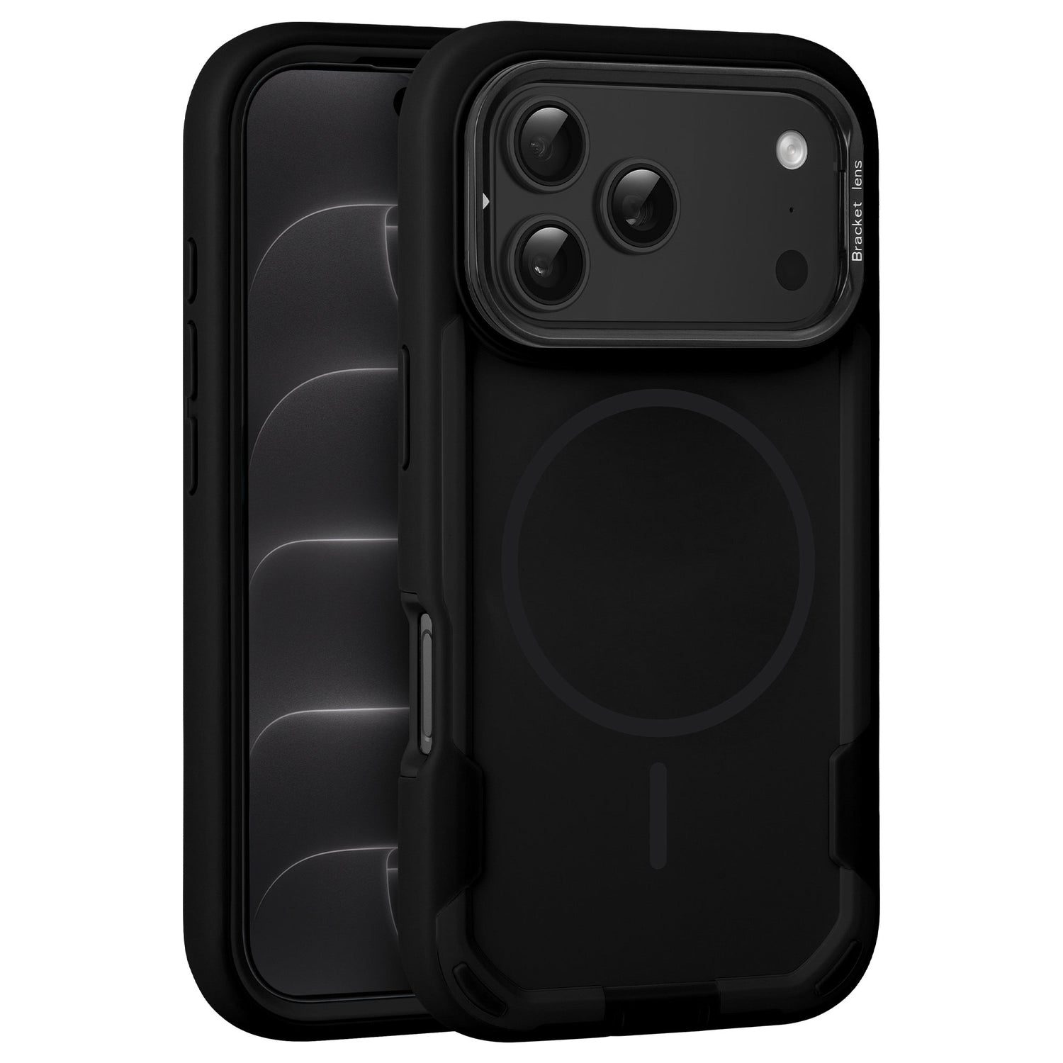 arktis iPhone Sentinel Case in Schwarz, Vorder- und Rückansicht