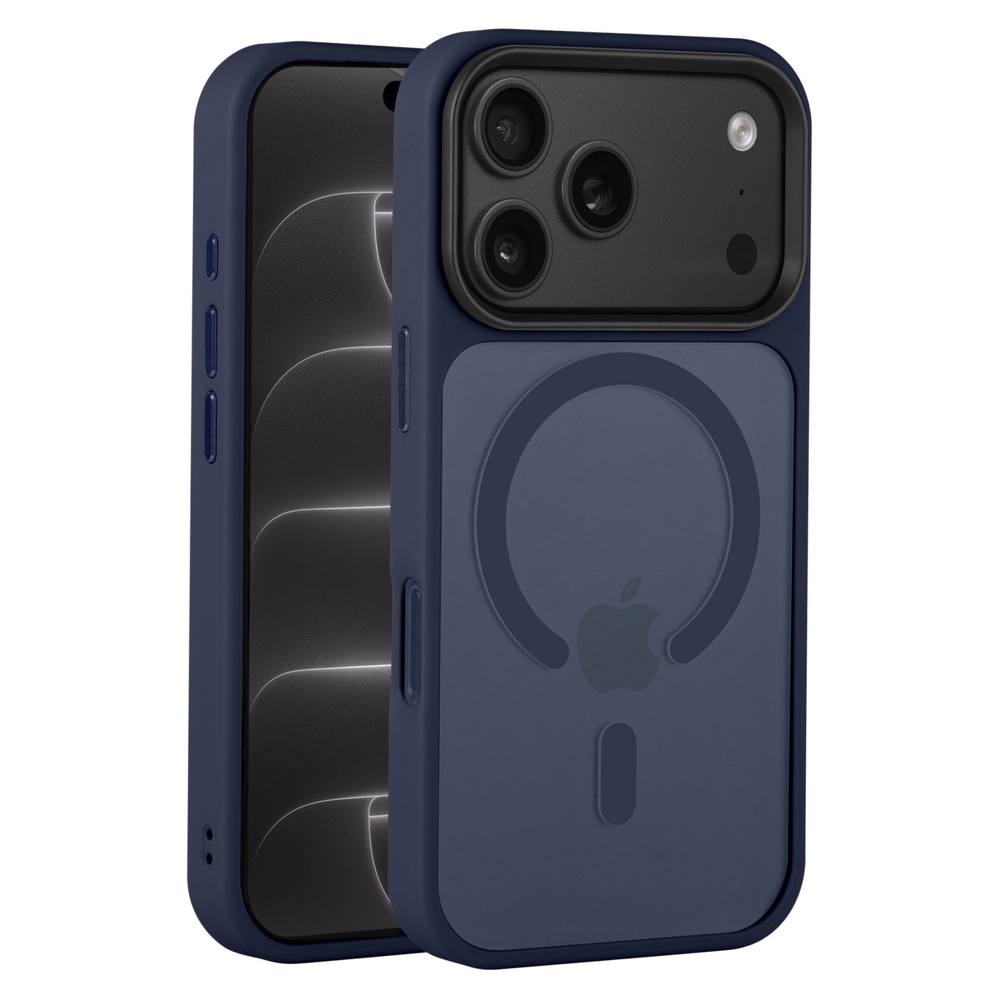 arktis iPhone Solid Case mit MagSafe in Marineblau, Vorder- und Rückansicht