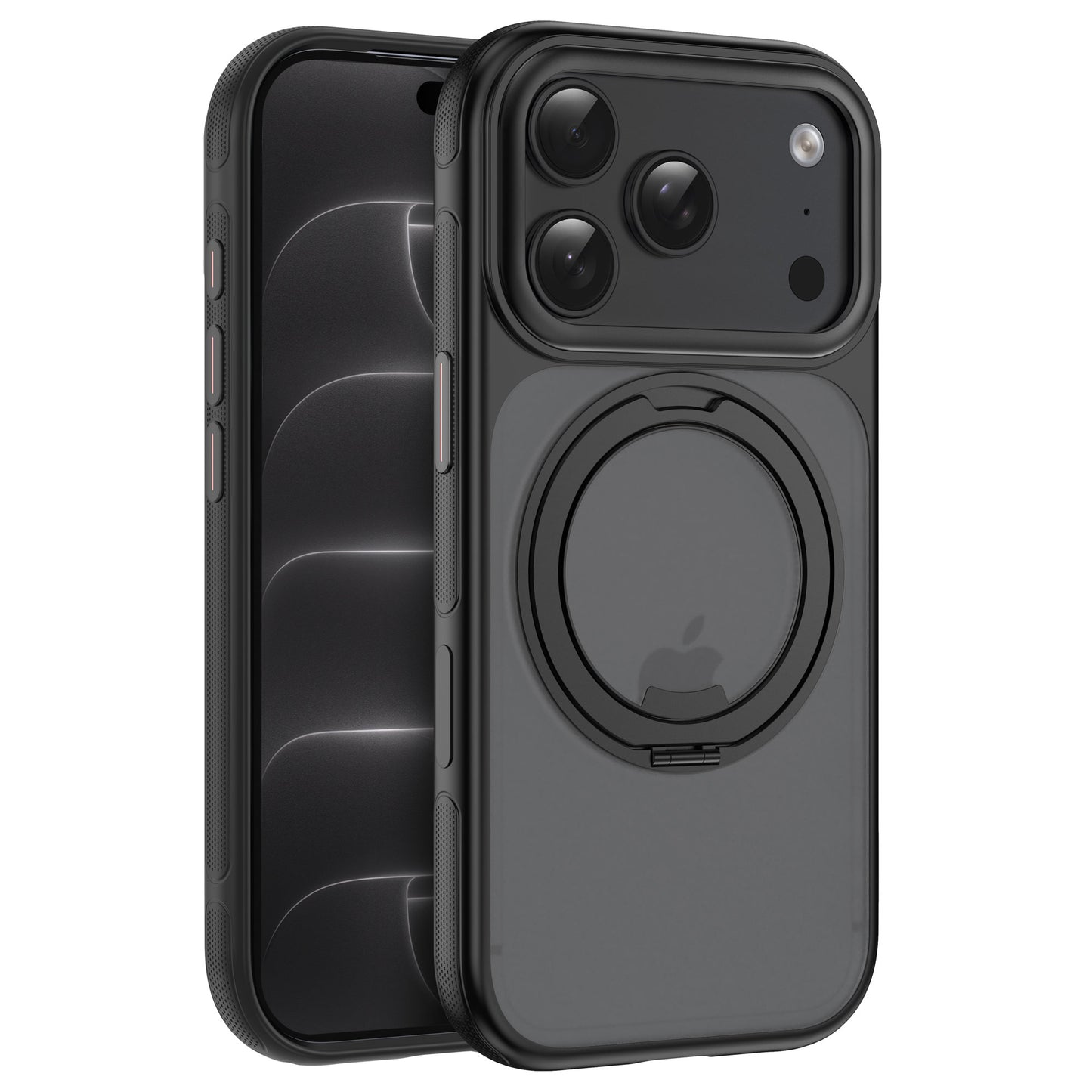 arktis iPhone GripCase in Schwarz mit 360°-Ring, Rückansicht