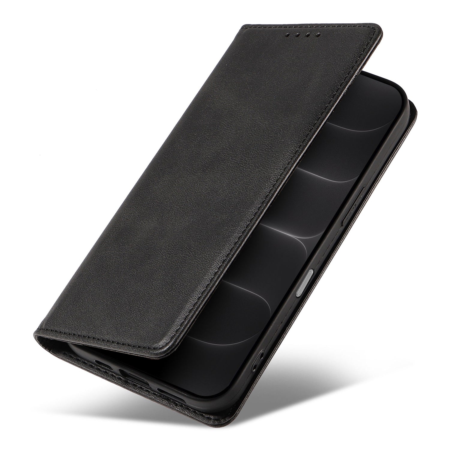 arktis iPhone Book Case in Schwarz, teilweise geöffnet