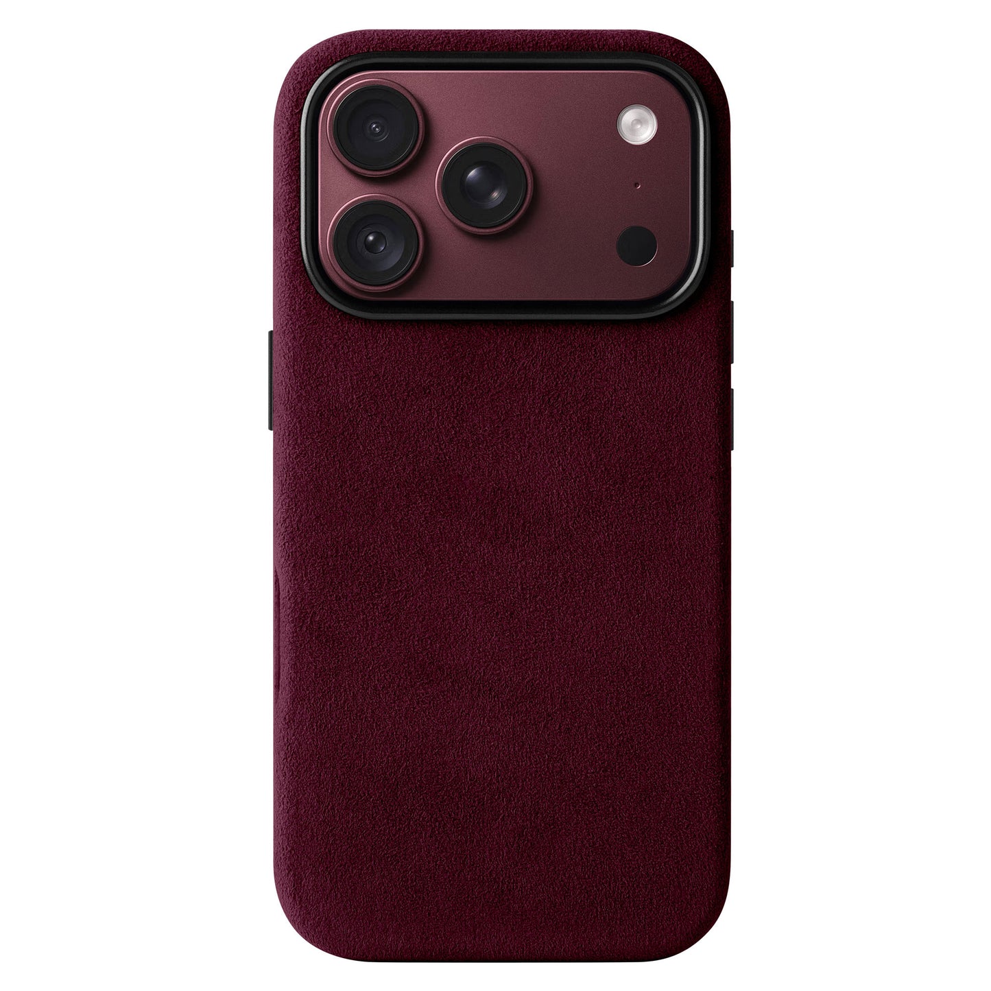 arktis iPhone Alcantara Hülle in Burgunder, Rückseite mit Kameras