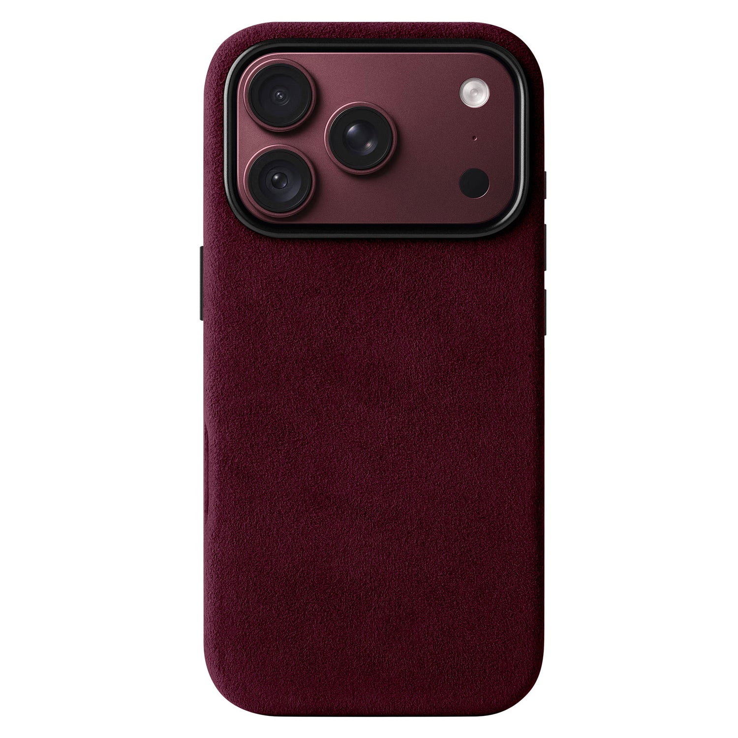 arktis iPhone Alcantara Hülle in Burgunder, Rückseite mit Kameras