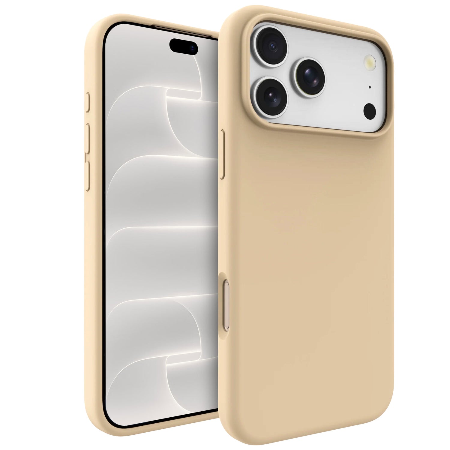 arktis iPhone Silikon Case mit MagSafe in Polarstern (Beige), Vorder- und Rückansicht
