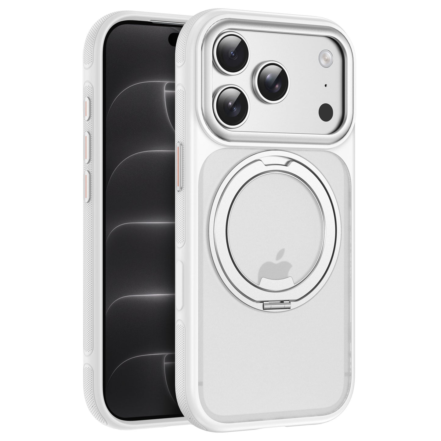arktis iPhone GripCase in Weiß mit 360°-Ring, Vorder- und Rückansicht