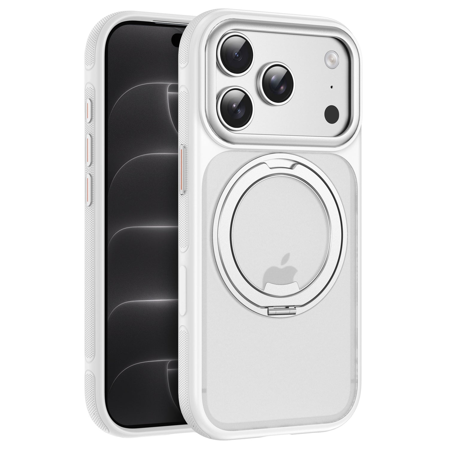 arktis iPhone GripCase in Weiß mit 360°-Ring, Vorder- und Rückansicht