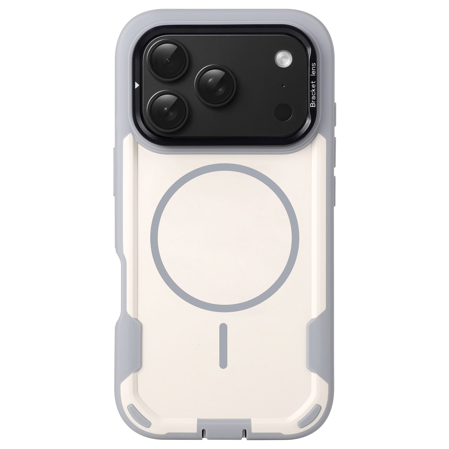 arktis iPhone Sentinel Case in Grau-Weiß, Rückseite mit MagSafe-Ring