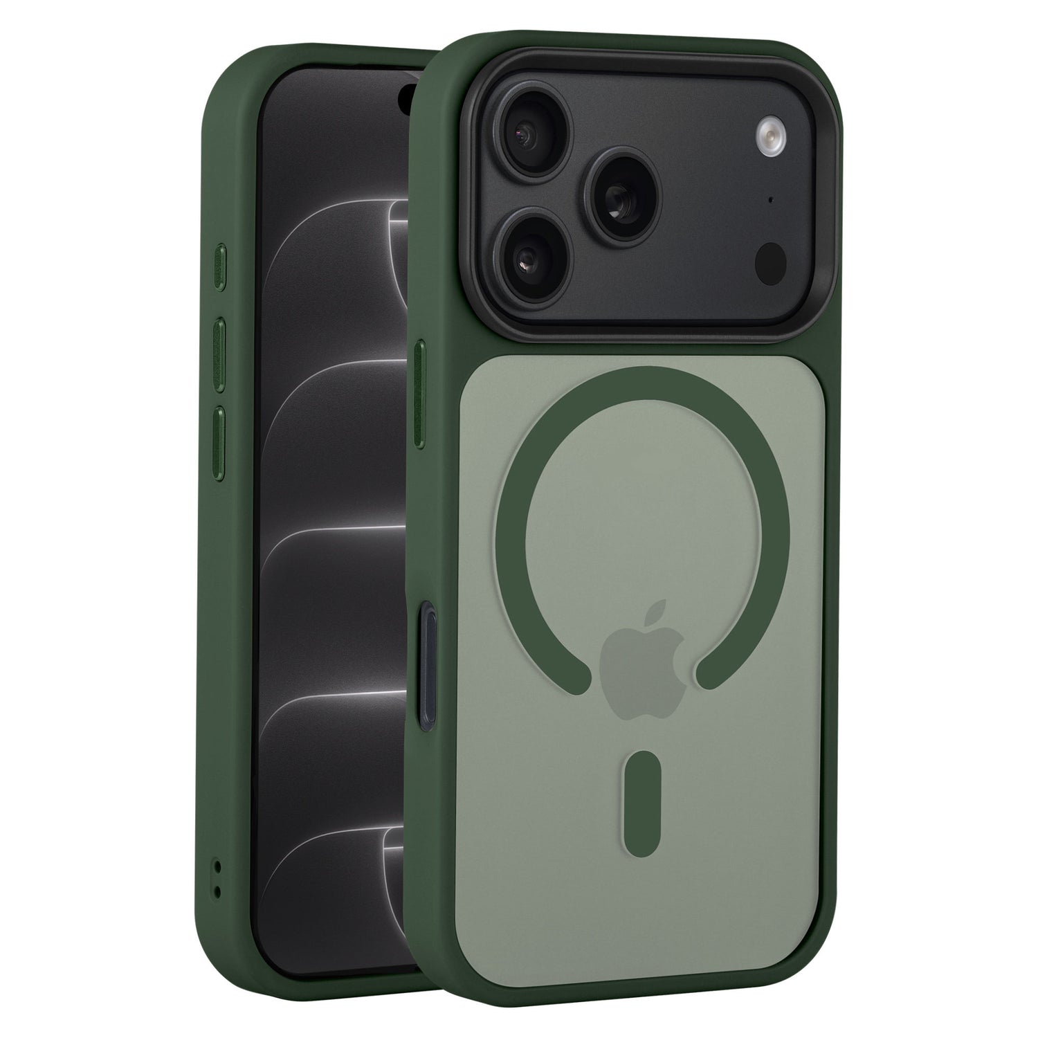 arktis iPhone Solid Case mit MagSafe in Grün, Rück- und Vorderansicht