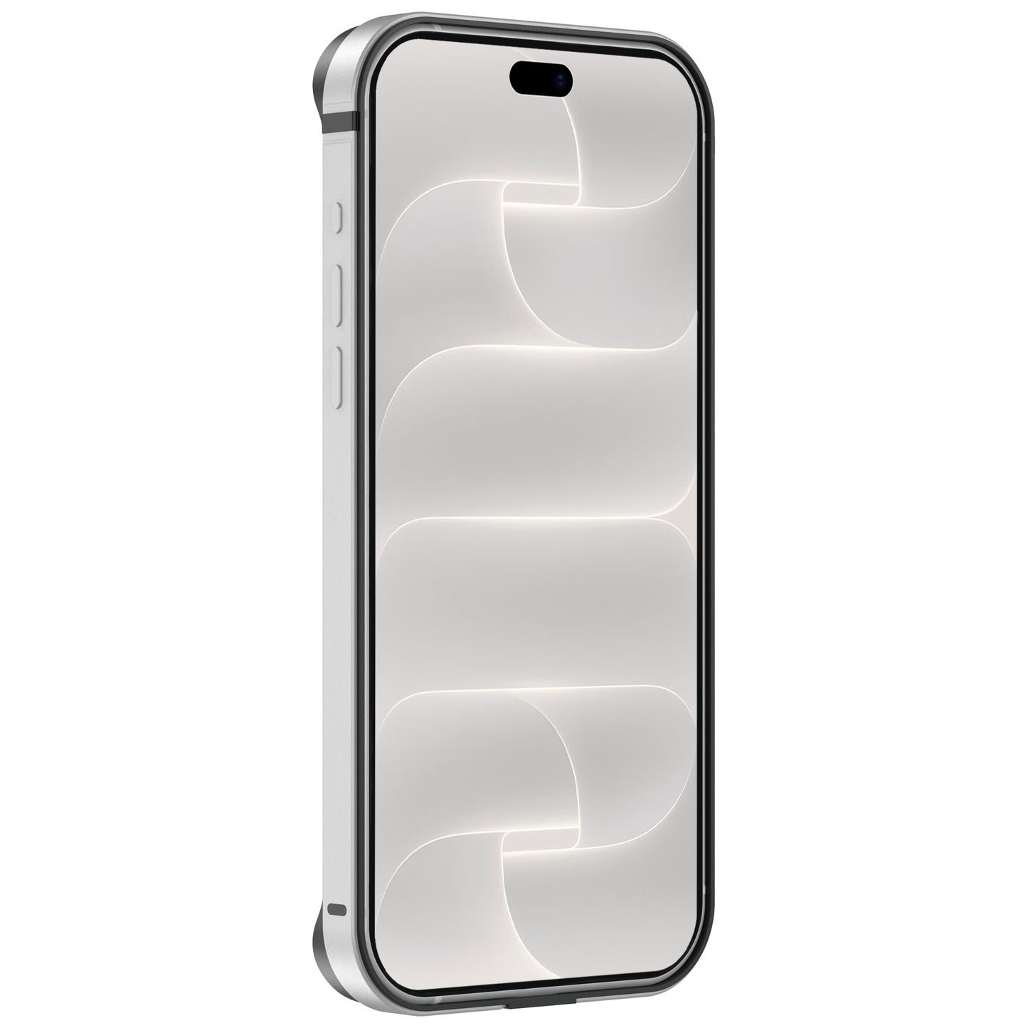 arktis iPhone Bumper in Silber, schräge Vorderansicht